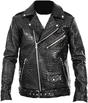 ジャケット・アウター Emelda leather crocodile LAMBSKIN jacket Men's Crocodile Embossed Leather Jacket Real Lambskin Slim